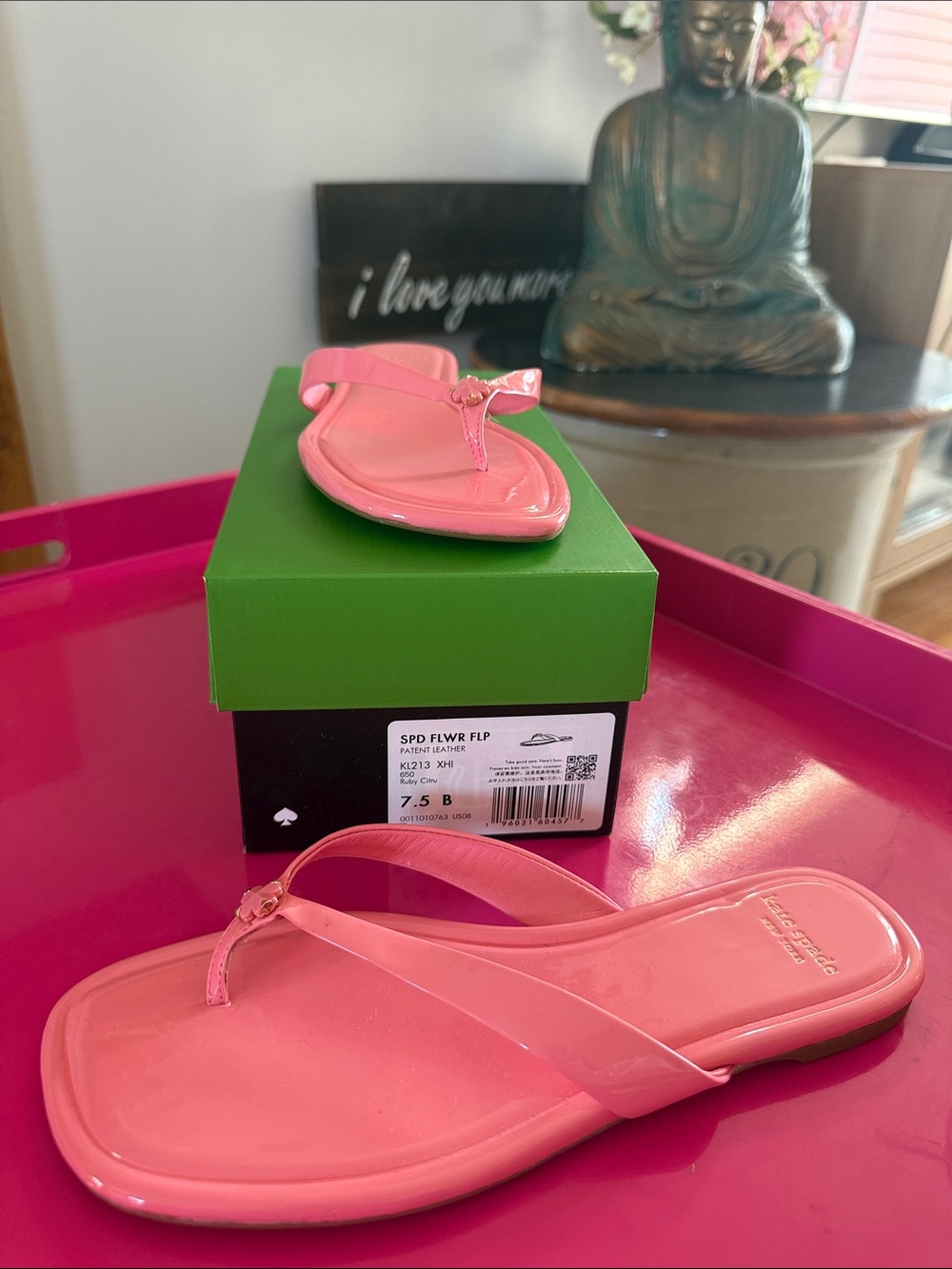 kate spade glossy pink patent thong sandals